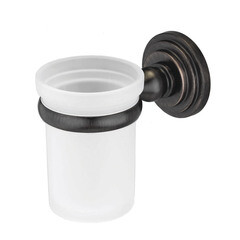 Изображение товара Стакан для ванной WasserKraft Isar с держателем стекло матовый/металл темная бронза (K-7328)