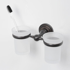 Стакан для ванной WasserKraft Isar с держателем двойной стекло матовый/металл темная бронза (K-7328D) - фото 3