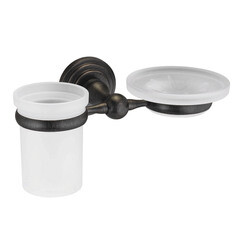 Изображение товара Стакан для ванной WasserKraft Isar с держателем стекло матовый/металл темная бронза (K-7326)