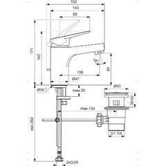 Смеситель для раковины Ideal Standard Tevere однорычажный с донным клапаном хром (BD721AA) - фото 3