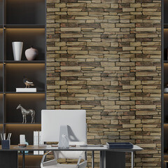 Панель ПВХ 982х498х3 мм цифровая печать Grace светло-коричневый камень 0,49 кв.м - фото 6