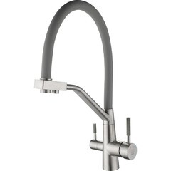 Смеситель для кухни ARGOtech Solid серый с гибким изливом с подключением к фильтру однорычажный (35-11 SOLID grey)