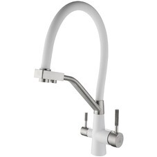Смеситель для кухни ARGOtech Solid белый с гибким изливом с подключением к фильтру однорычажный (35-11 SOLID white)