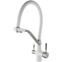 Изображение товара Смеситель для кухни ARGOtech Solid белый с гибким изливом с подключением к фильтру однорычажный (35-11 SOLID white)