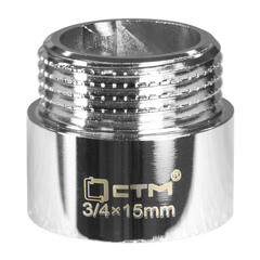 Удлинитель CTM 15 мм х 3/4 ВР(г) х 3/4 НР(ш) латунный (CREMF315) - фото 3