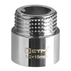 Удлинитель CTM 15 мм х 1/2 ВР(г) х 1/2 НР(ш) латунный (CREMF015) - фото 4