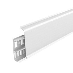 Плинтус ПВХ напольный Деконика 85 мм белый матовый 2200 мм Г-профиль с кабель-каналом - фото 1