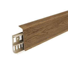 Плинтус ПВХ напольный Деконика 70 мм дуб рустик 2200 мм Г-профиль с кабель-каналом - фото 1