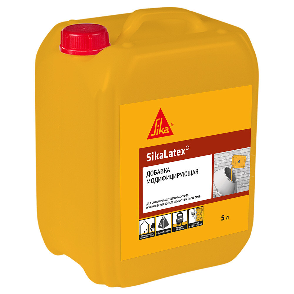 Изображение товара Добавка для повышения эластичности растворов SikaLatex 5 л для тонких стяжек и адгезионных слоев