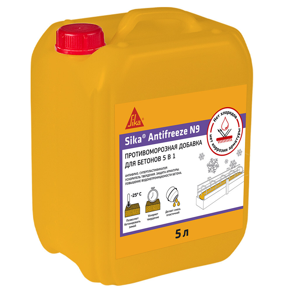 Изображение товара Ускоритель твердения и противоморозная добавка Sika Antifreeze N9 5 л
