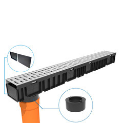 Лоток водоотводный пластиковый 1000х115х95 мм Gidrolica со стальной решеткой класс А15 (080066) - фото 20
