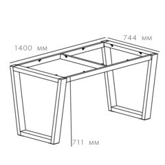Подстолье металлическое прямоугольное белое 1410х750х710 мм - фото 2