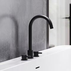 Смеситель для раковины встраиваемый Damixa Scandinavian Pure двухрычажный с поворотным изливом черный (360200300) - фото 4