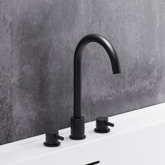 Смеситель для раковины встраиваемый Damixa Scandinavian Pure двухрычажный с поворотным изливом черный (360200300) - фото 3