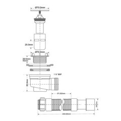 Сифон для душевого поддона McAlpine 1 1/2х40 мм с выпуском d70 мм с соединением 40/50 мм (MRS5C-SLF-65) - фото 5