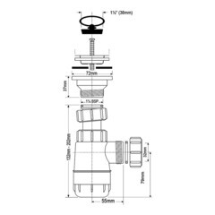 Сифон для раковины McAlpine 1 1/4х32 мм с выпуском d70 мм (MRW2L) - фото 3