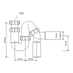 Сифон для раковины и мойки McAlpine 1 1/2х40/50 мм без выпуска с отводом с соединением 40/50 мм (MRSK12-50) - фото 5