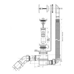Сифон для ванны McAlpine 1 1/2х40 мм с выпуском d70 мм клик-клак с соединением 40/50 мм (MRB11) - фото 6