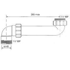 Соединение для сифона McAlpine 1 1/2 28,5 см белый (HC13) - фото 4