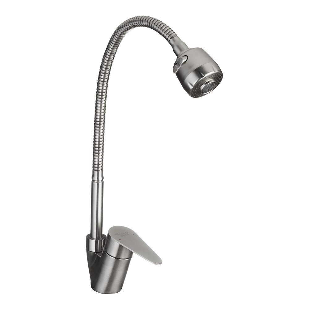 Изображение товара Смеситель для кухни Corsa Deco Light из нержавеющей стали однорычажный с гибким изливом