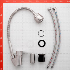 Смеситель для кухни Corsa Deco Light нержавеющая сталь с гибким изливом однорычажный (966365) - фото 7