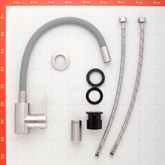 Смеситель для кухни Corsa Deco Vega Steel нержавеющая сталь/серый с гибким изливом однорычажный (966367) - фото 6