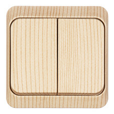 Выключатель Systeme Electric Этюд двухклавишный накладной сосна (BA10-002D)