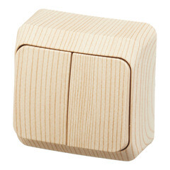 Выключатель Systeme Electric Этюд двухклавишный накладной сосна (BA10-002D) - фото 4