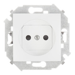 Изображение товара Розетка Simon 15 встраиваемая белая со шторками (1591444-030)