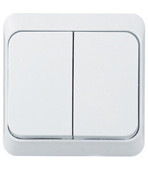 Изображение товара Выключатель Systeme Electric Этюд двухклавишный накладной белый (BA10-002B)
