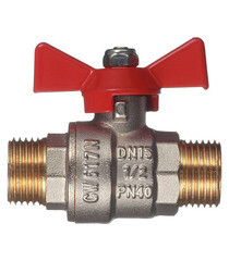 Кран шаровой латунный Valtec Base 1/2 НР(ш) х 1/2 НР(ш) бабочка прямой (VT.219.N.04) - фото 3