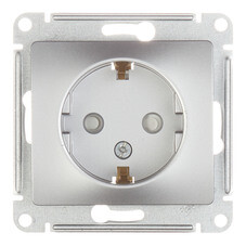 Розетка Systeme Electric Glossa встраиваемая алюминий со шторками (GSL000345)