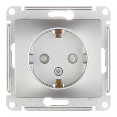 Изображение товара Розетка Systeme Electric Glossa встраиваемая алюминий со шторками (GSL000345)