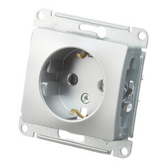 Розетка Systeme Electric Glossa встраиваемая алюминий со шторками (GSL000345) - фото 4