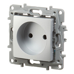 Розетка Legrand Etika встраиваемая алюминий со шторками (672434) - фото 3