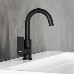 Смеситель для раковины Damixa Apollo однорычажный с поворотным изливом черный (470220300) - фото 4