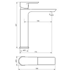 Смеситель для раковины высокий Damixa Apollo однорычажный черный (470250300) - фото 3