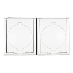 Розетка Simon 15 Aqua накладная белая с крышкой (1594433-030) - фото 1