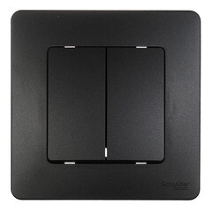Изображение товара Выключатель Systeme Electric Blanca двухклавишный встраиваемый антрацит (BLNVS010506)