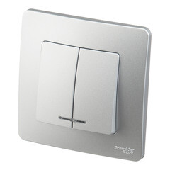 Выключатель Systeme Electric Blanca двухклавишный встраиваемый алюминий с подсветкой (BLNVS010513) - фото 4