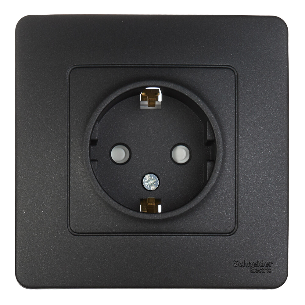 Изображение товара Розетка Systeme Electric Blanca антрацит со шторками встраиваемая 1 гнездо