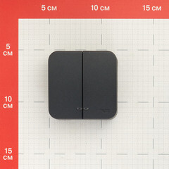 Выключатель Systeme Electric Blanca двухклавишный накладной антрацит с подсветкой (BLNVA105116) - фото 2