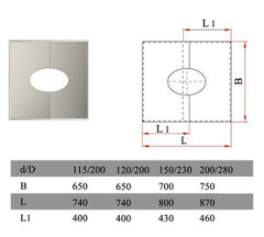 Фланец Дымок разрезной 20-45° для дымоходов d150х230 мм без изоляции AISI 430 - фото 2