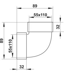 Колено вертикальное пластиковое для плоских воздуховодов 55х110 мм 90° - фото 3