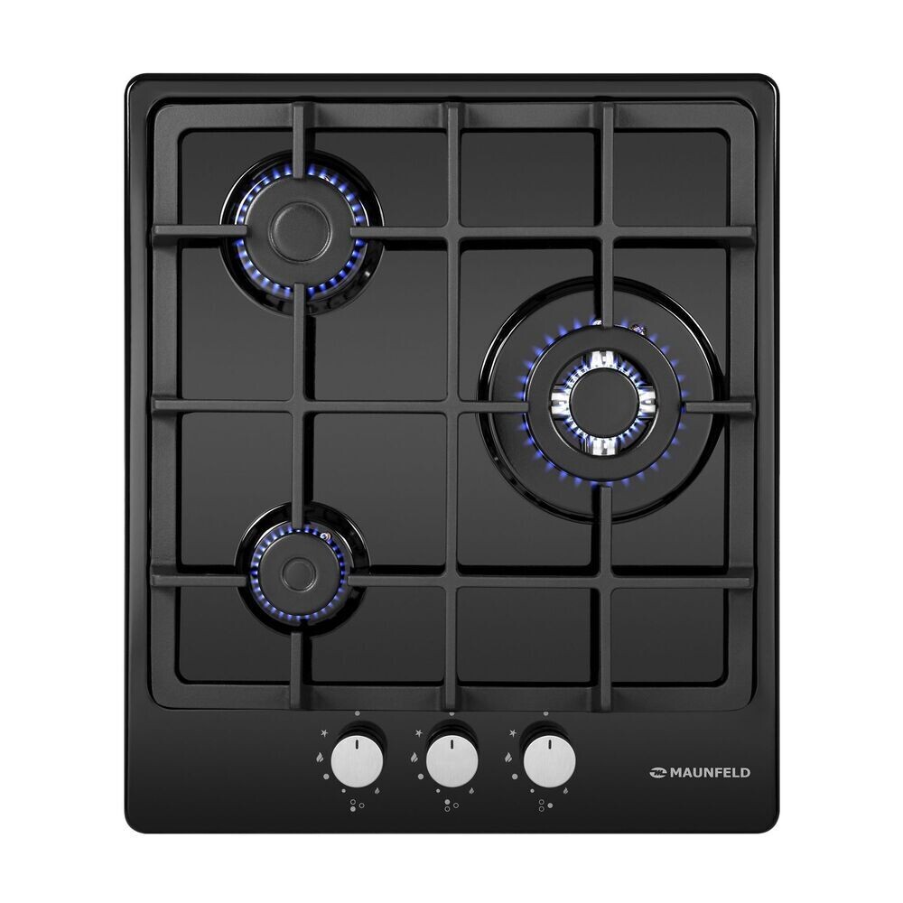 Изображение товара Варочная панель газовая Maunfeld EGHE.43.33CB/G 3 конфорки черная Изображение товара Варочная панель газовая Maunfeld EGHE.43.33CB/G 3 конфорки черная