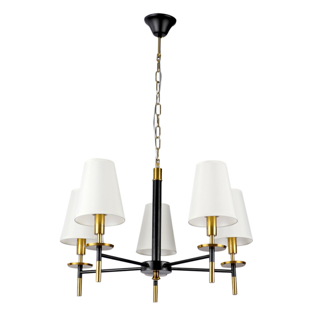 Изображение товара Подвесная люстра Arte Lamp Riccardo с черными металлическими крюками и 5 текстильными плафонами