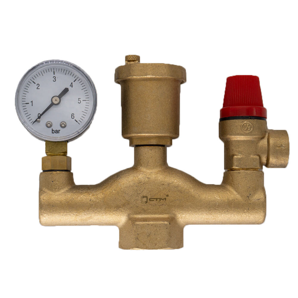 Изображение товара Группа безопасности котла СТМCARSG001 3 бар, 1" подключение Изображение товара Группа безопасности котла СТМCARSG001 3 бар, 1" подключение