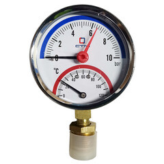 Изображение товара Термоманометр СТМ радиальный 1/4 НР(ш) 10 бар d80 мм (CTM14R10)