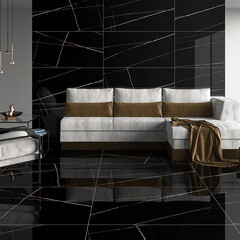 Керамогранит Lavelly Marble Accent черный полированный 1200х600х8,5 мм (2 шт.=1,44 кв.м) - фото 7