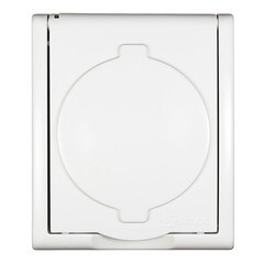 Изображение товара Розетка Simon 15 Aqua накладная белая со шторками с крышкой (1594432-030)